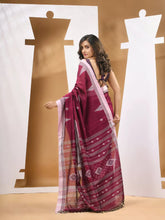 Magenta Cotton Handwoven Soft Saree With Texture Motifs-MA53CT041490071